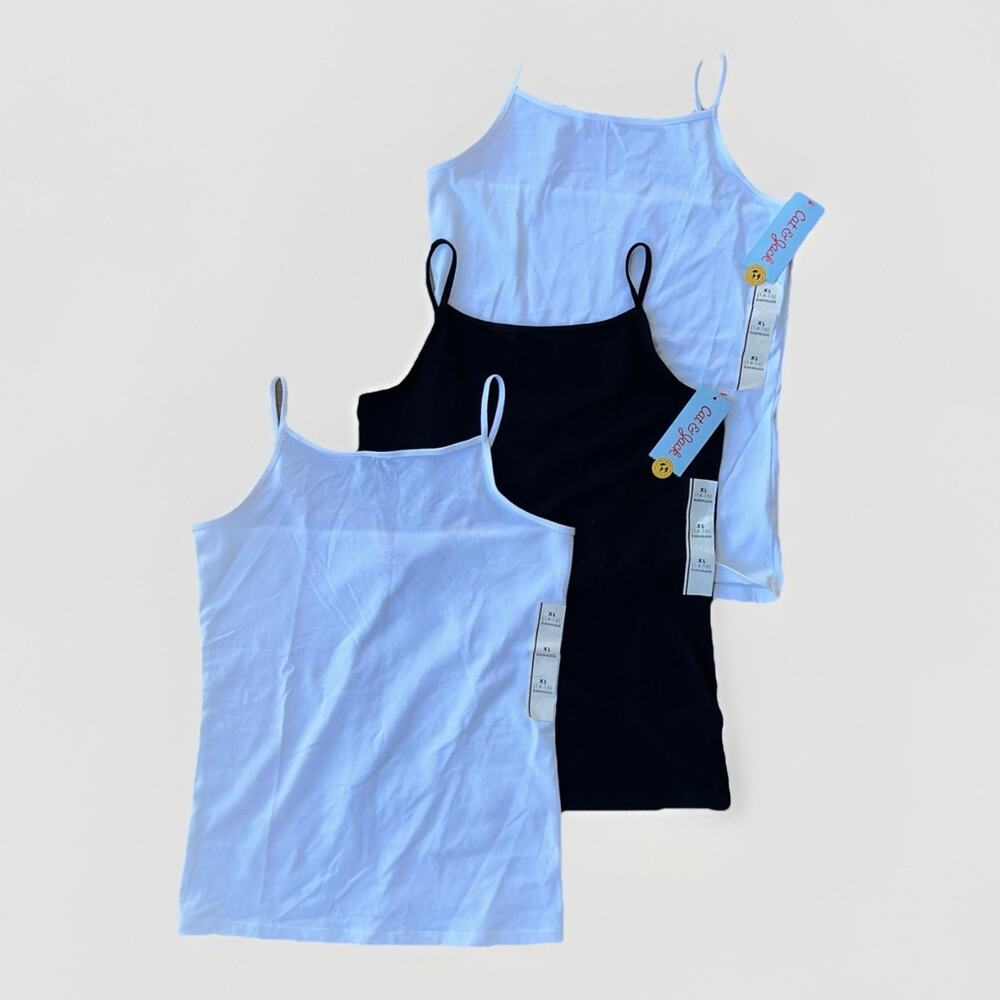 NEW Cat & Jack Girls Tank Tops Size XL (14/16) Spaghetti Strap Lot of 3 B/W